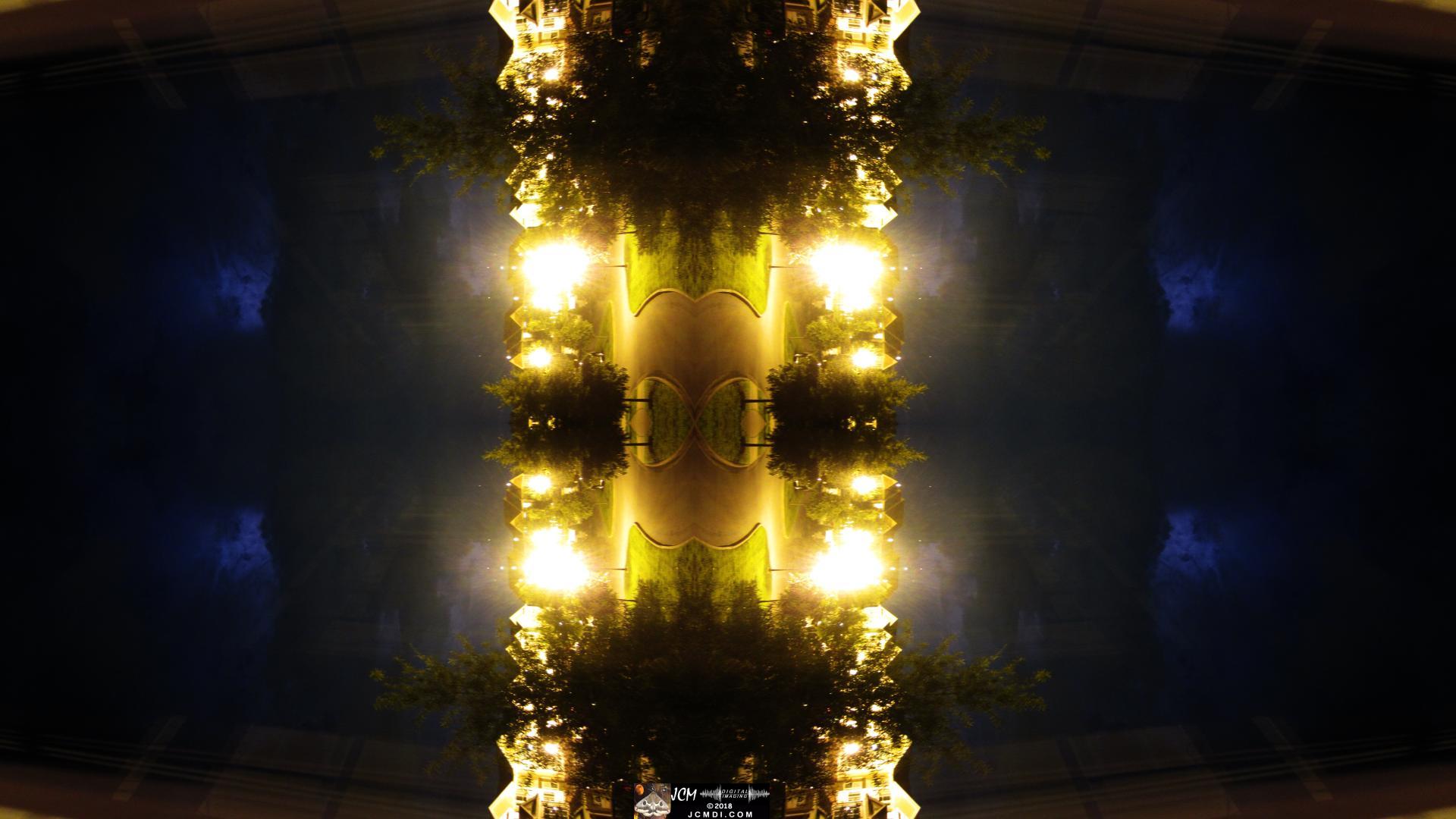 Nice abstract quadroscopic image made from a Lightning flash and street lights in Tennessee